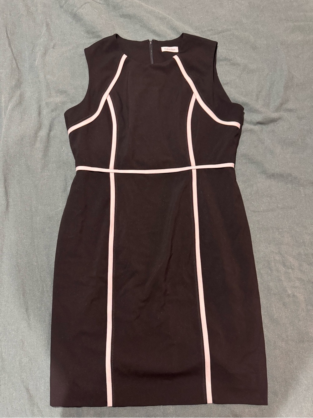 Calvin Klein Classic Black Sheath Dress with White Piping